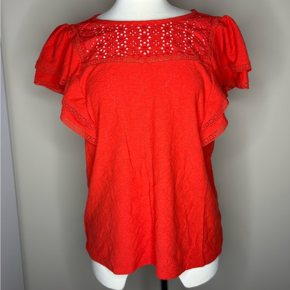 LOFT Vibrant Flutter Sleeve Blouse